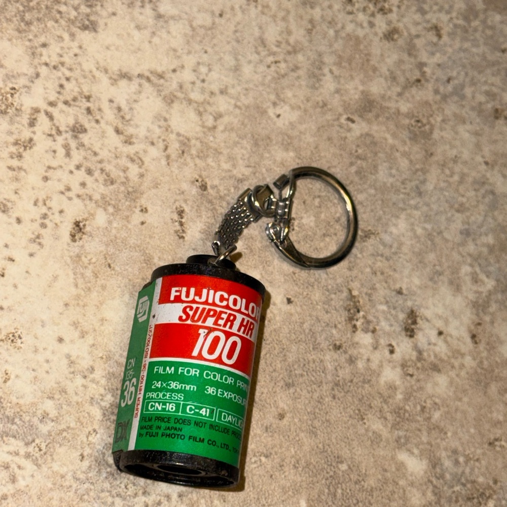 Vintage Fujicolor Film Roll Keychain - Green and Red